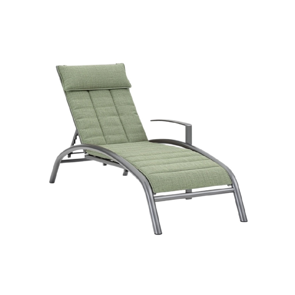 **Chaise longue en aluminium avec dossier réglable et tissu vert**