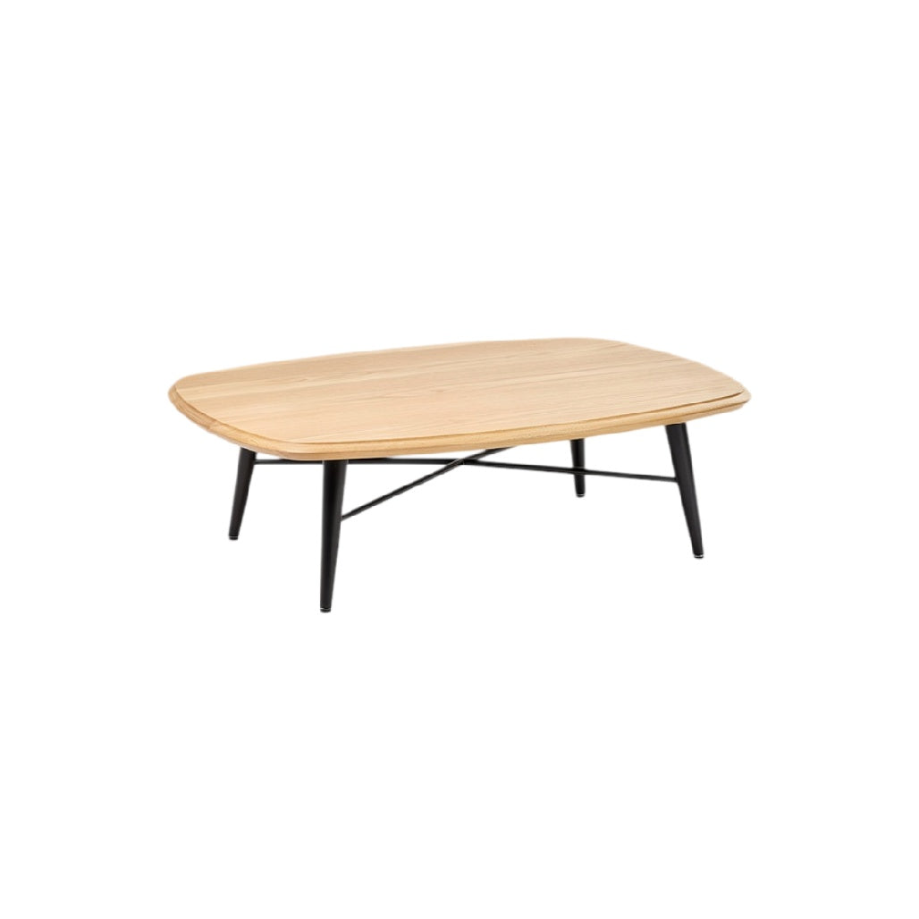 **Table basse en bois avec pieds en métal noir**