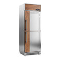 **Réfrigérateur combiné inox avec finition bois**