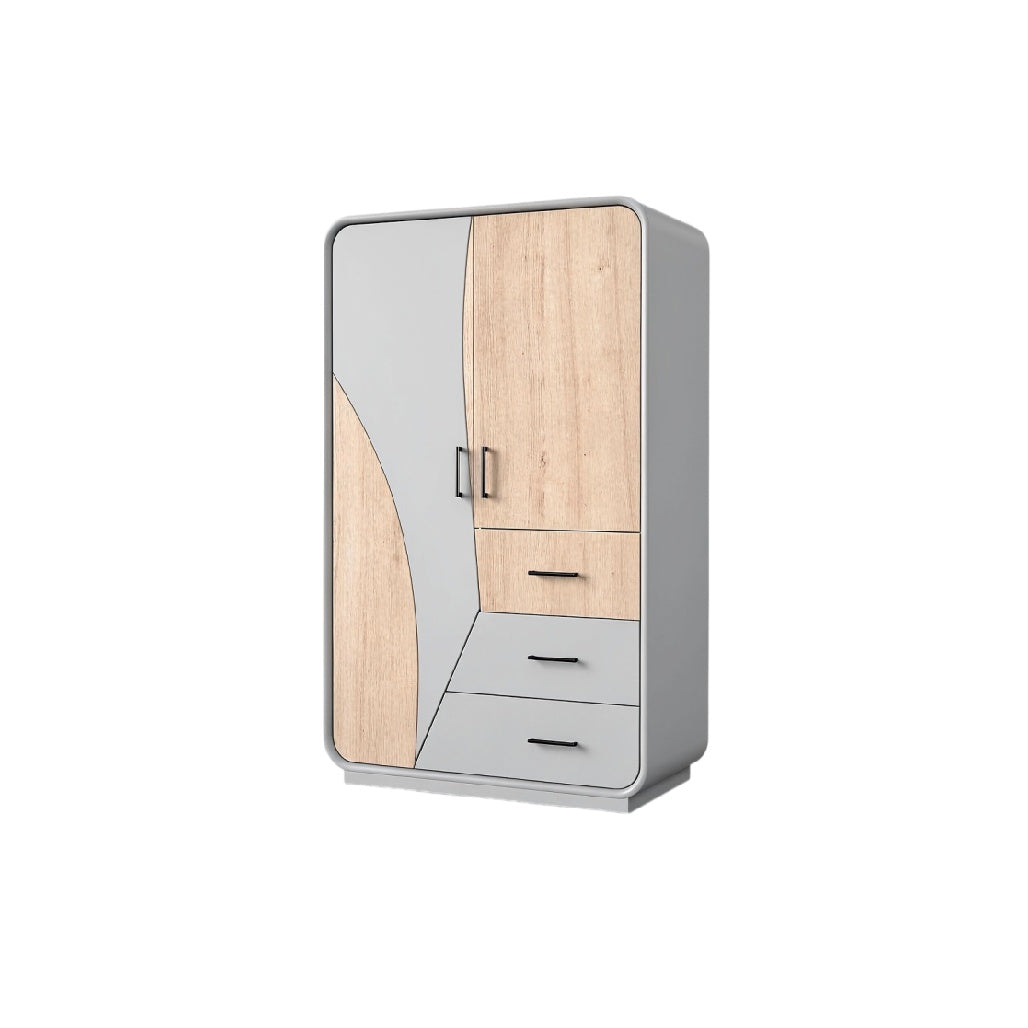 **Armoire moderne avec portes en bois et tiroirs intégrés**