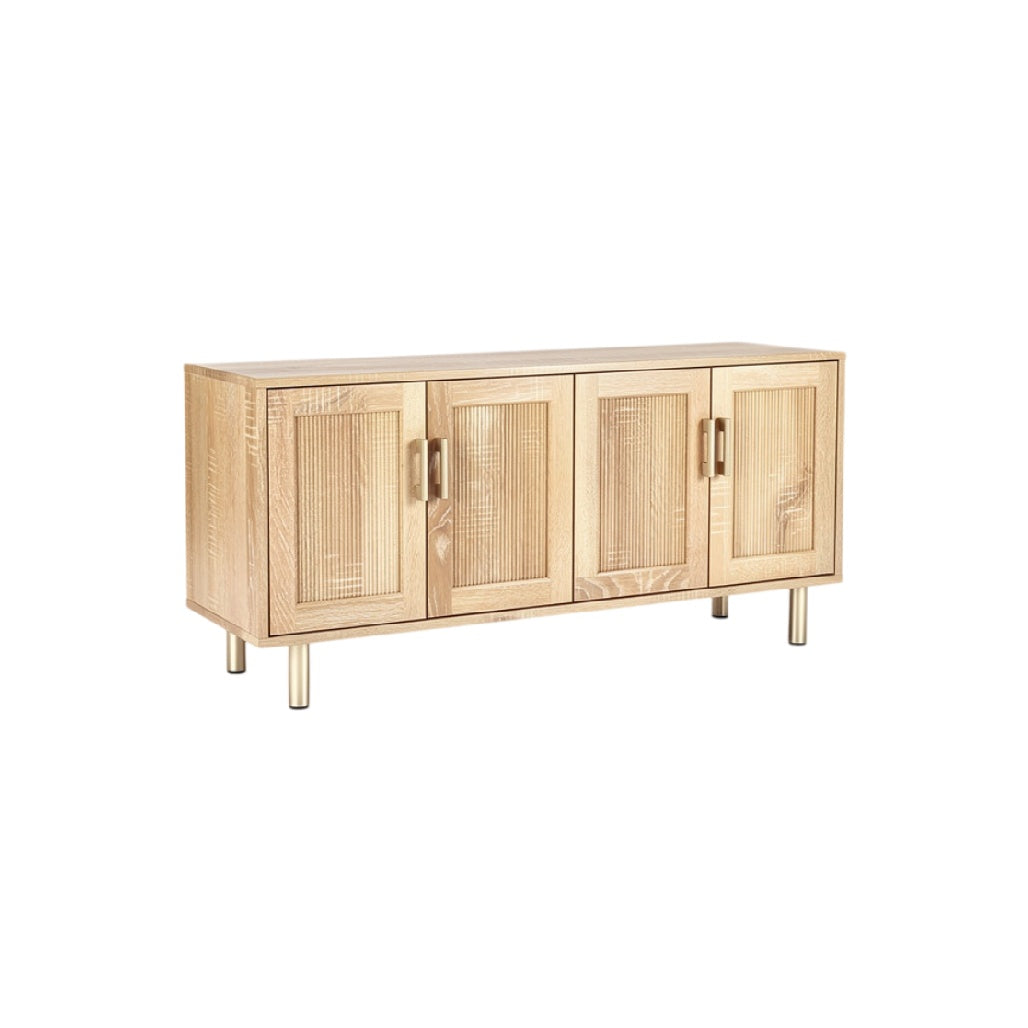 **Meuble TV en bois avec portes pleines et pieds métalliques**